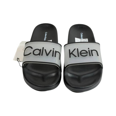 Calvin Klein Black Transparent Logo Slides – Modern Minimalist Summer Sandals 🖤👡 - MASTERPIECE