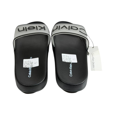 Calvin Klein Black Transparent Logo Slides – Modern Minimalist Summer Sandals 🖤👡 - MASTERPIECE