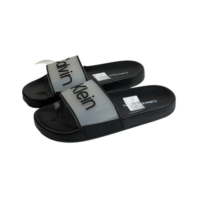 Calvin Klein Black Transparent Logo Slides – Modern Minimalist Summer Sandals 🖤👡 - MASTERPIECE