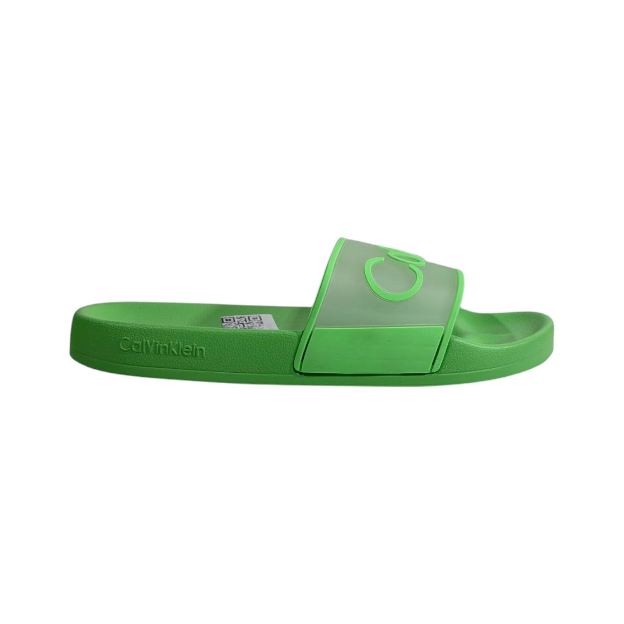Calvin Klein Green Transparent Logo Slides – Bold Summer Comfort Sandals 💚👡 - MASTERPIECE
