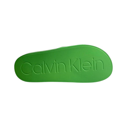 Calvin Klein Green Transparent Logo Slides – Bold Summer Comfort Sandals 💚👡 - MASTERPIECE