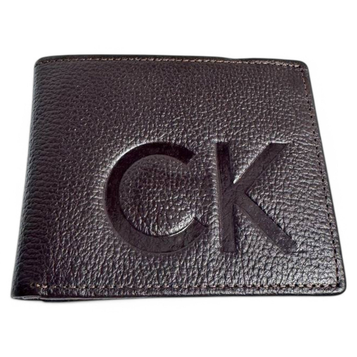 Calvin Klein Leather Wallet with Embossed CK Logo — Brown - MASTERPIECE