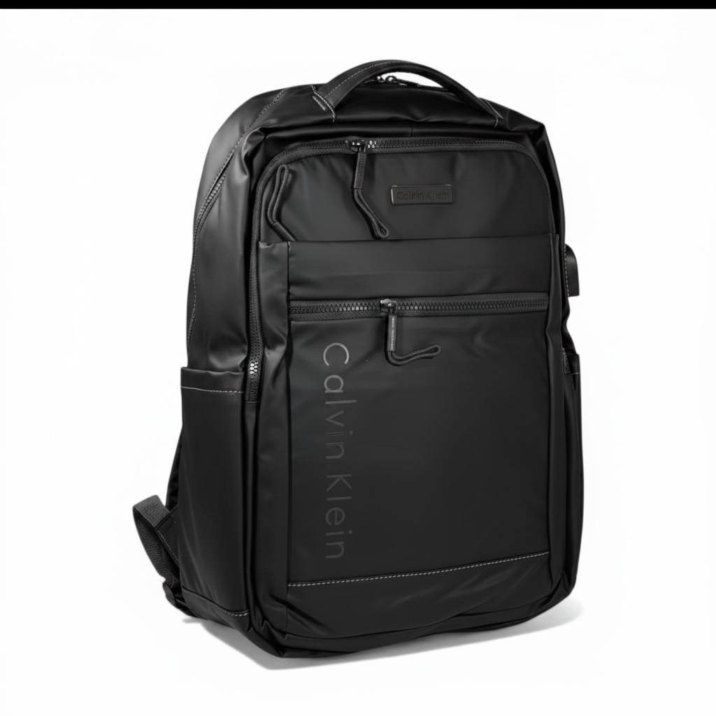 Calvin Klein Premium All Black Backpack – Stylish Laptop & Travel Backpack 🎒🖤 - MASTERPIECE