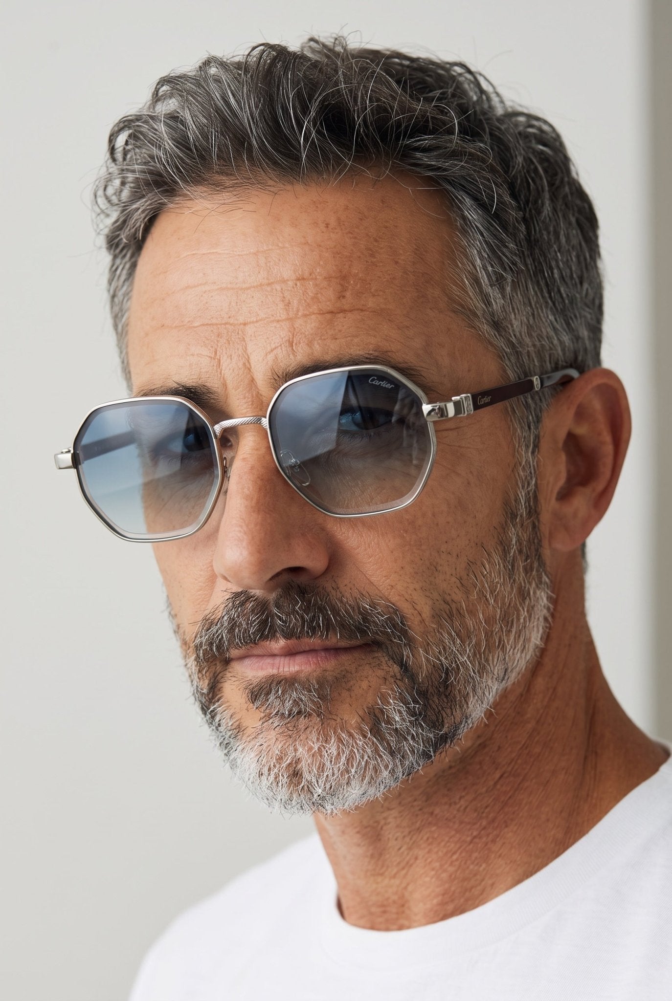 Cartier Hexagonal Sunglasses – Silver Blue Metal 🕶️ - MASTERPIECE