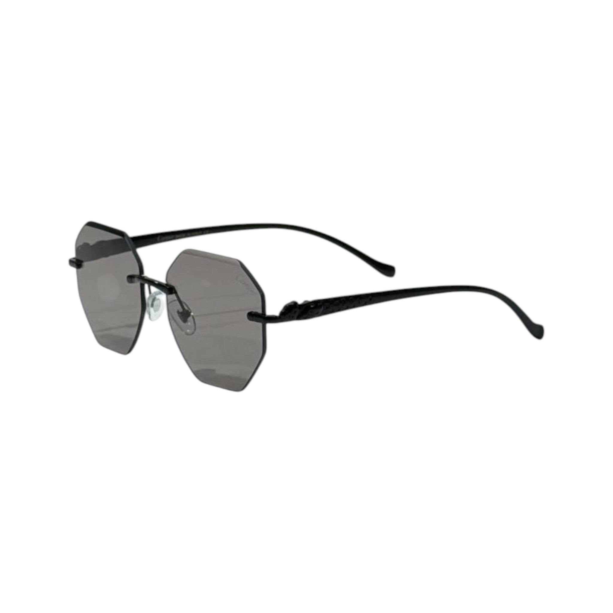 🕶️ Cartier Rimless Geometric Sunglasses – Black Luxury Edition ✨ - MASTERPIECE