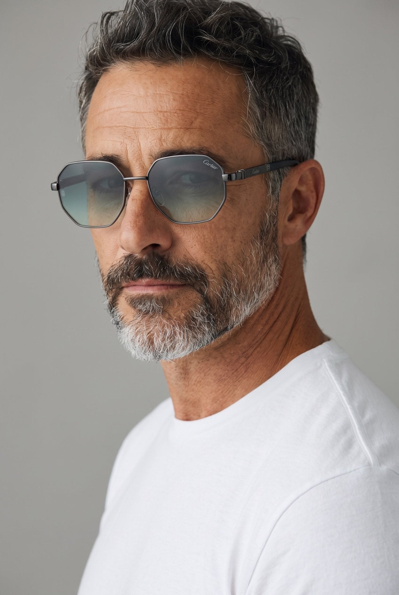 Cartier Sunglasses – Grey Octagonal Metal 🕶️ - MASTERPIECE