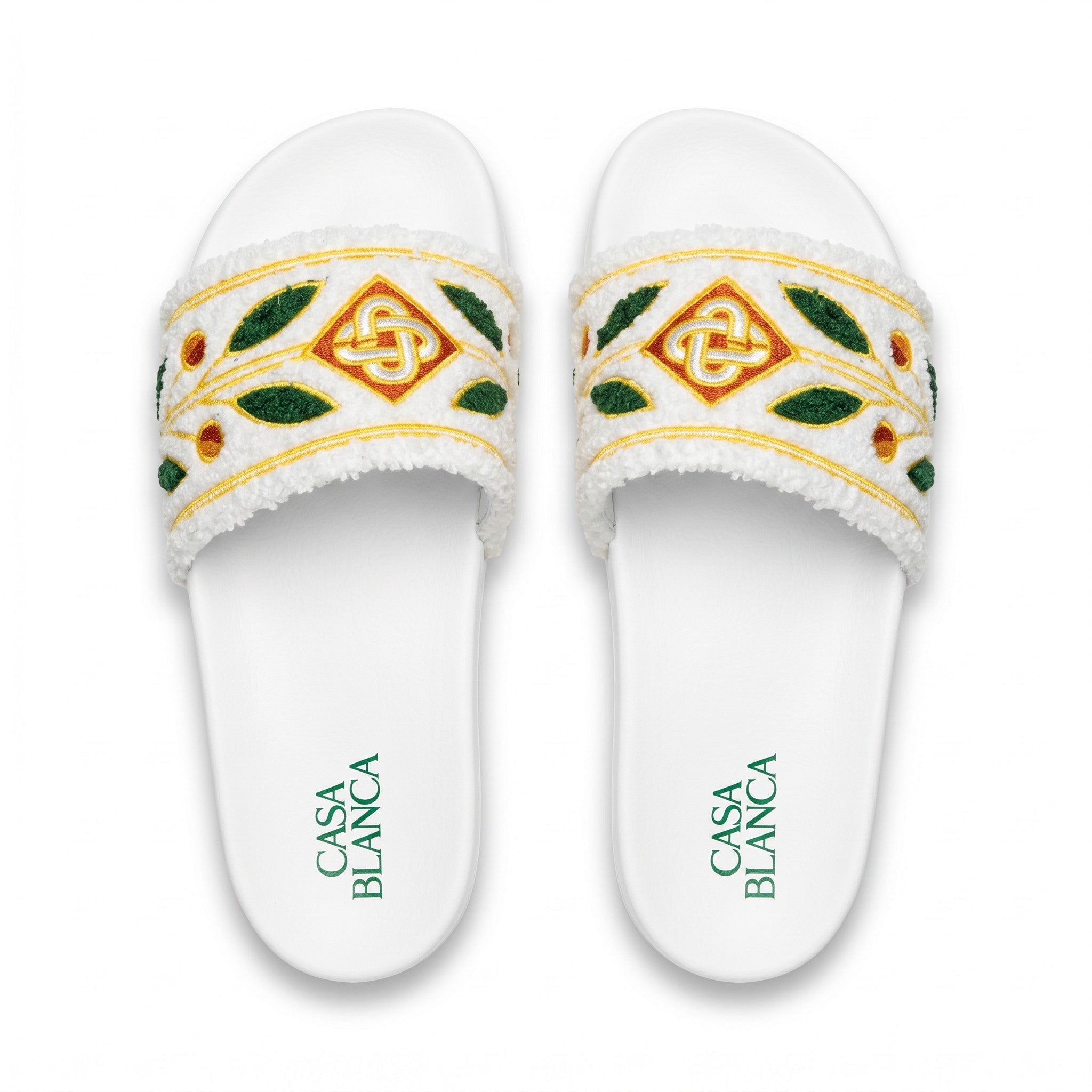 Casablanca Embroidered Terry Cloth Slides – White - MASTERPIECE