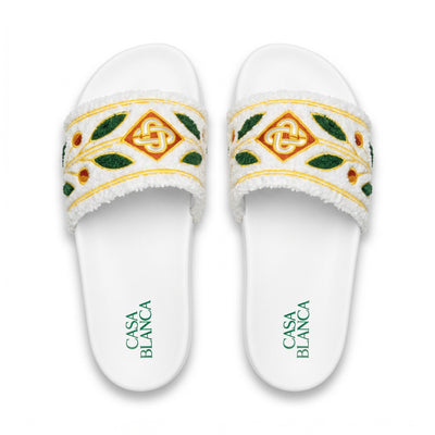 Casablanca Embroidered Terry Cloth Slides – White - MASTERPIECE