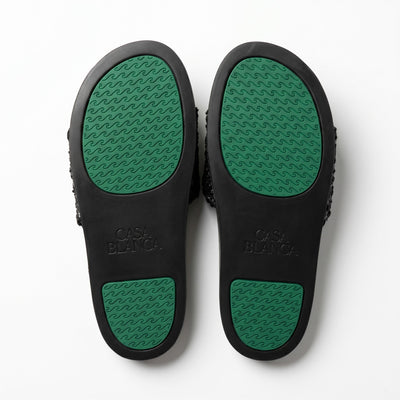 Casablanca Geometric Embroidered Terry Cloth Slides – Black & Green - MASTERPIECE