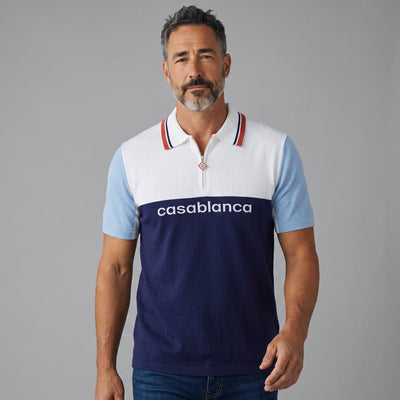 Casablanca Polo – White Navy Zip Short-Sleeve ⚓ - MASTERPIECE