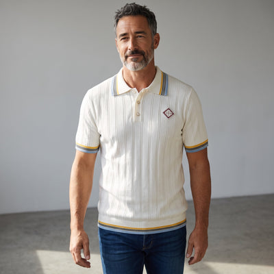 Casablanca Polo – White Ribbed Stripe Collar 👕 - MASTERPIECE