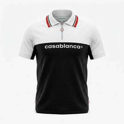 🖤 Casablanca Signature Contrast Zip Polo Shirt ⚪ - MASTERPIECE