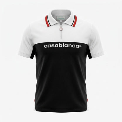 🖤 Casablanca Signature Contrast Zip Polo Shirt ⚪ - MASTERPIECE