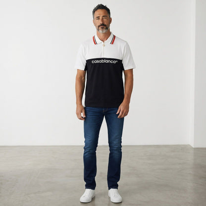 🖤 Casablanca Signature Contrast Zip Polo Shirt ⚪ - MASTERPIECE