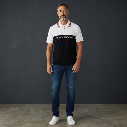 🖤 Casablanca Signature Contrast Zip Polo Shirt ⚪ - MASTERPIECE