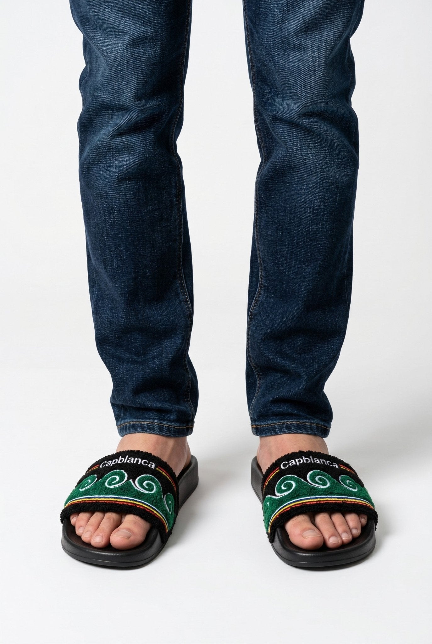 Casablanca Terry Cloth Logo Slides – Black & Green - MASTERPIECE