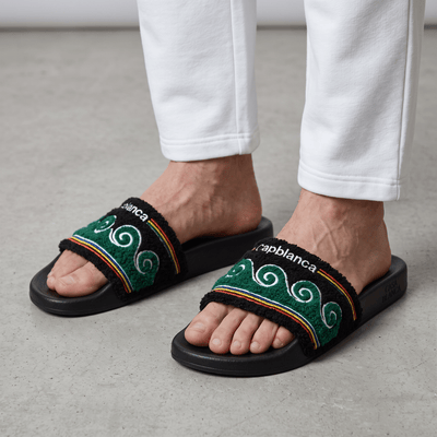 Casablanca Terry Cloth Logo Slides – Black & Green - MASTERPIECE