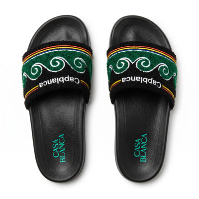 Casablanca Terry Cloth Logo Slides – Black & Green - MASTERPIECE