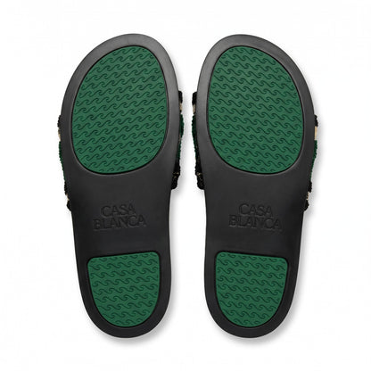 Casablanca Terry Cloth Logo Slides – Black & Green - MASTERPIECE
