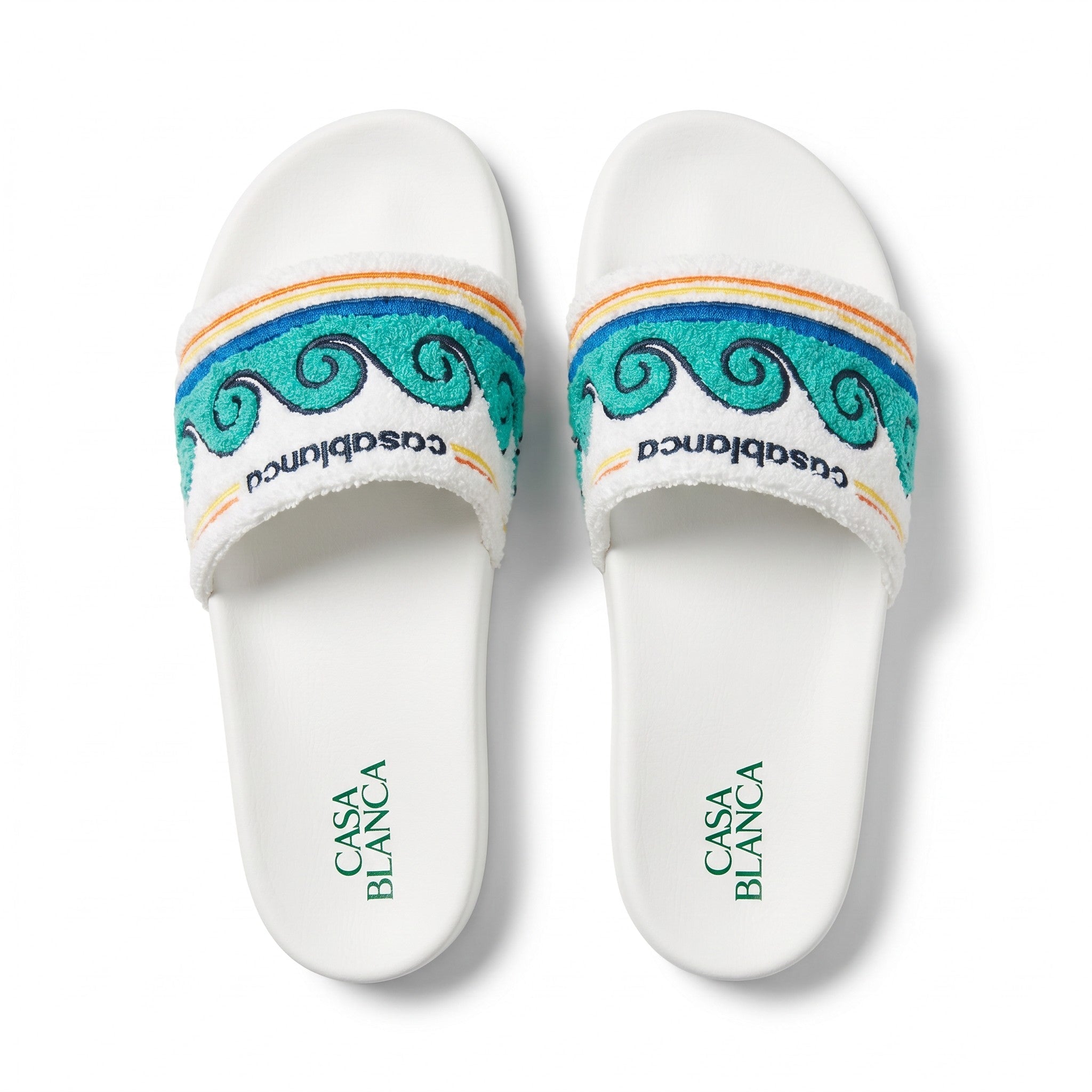 Casablanca White Terry Cloth Logo Slides - MASTERPIECE
