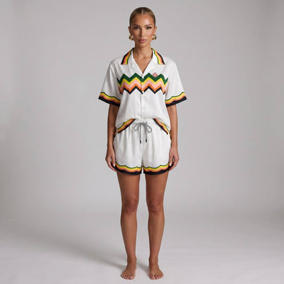 🌈 Casablanca Zigzag Summer Set – Signature Luxury Co - Ord Outfit 🩳👕🔥 - MASTERPIECE
