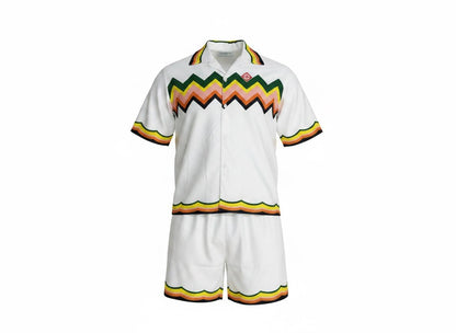 🌈 Casablanca Zigzag Summer Set – Signature Luxury Co - Ord Outfit 🩳👕🔥 - MASTERPIECE