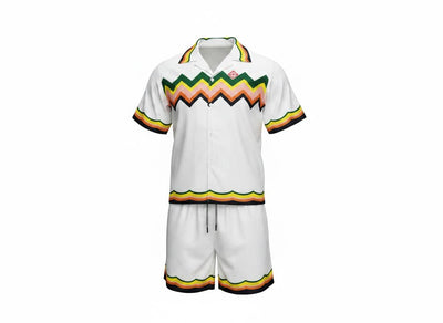 🌈 Casablanca Zigzag Summer Set – Signature Luxury Co - Ord Outfit 🩳👕🔥 - MASTERPIECE