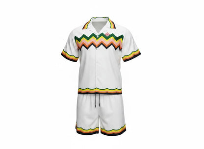🌈 Casablanca Zigzag Summer Set – Signature Luxury Co - Ord Outfit 🩳👕🔥 - MASTERPIECE