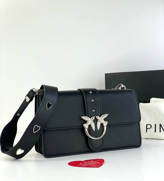 Pinko Iconic Love Bag with Silver Heart Strap