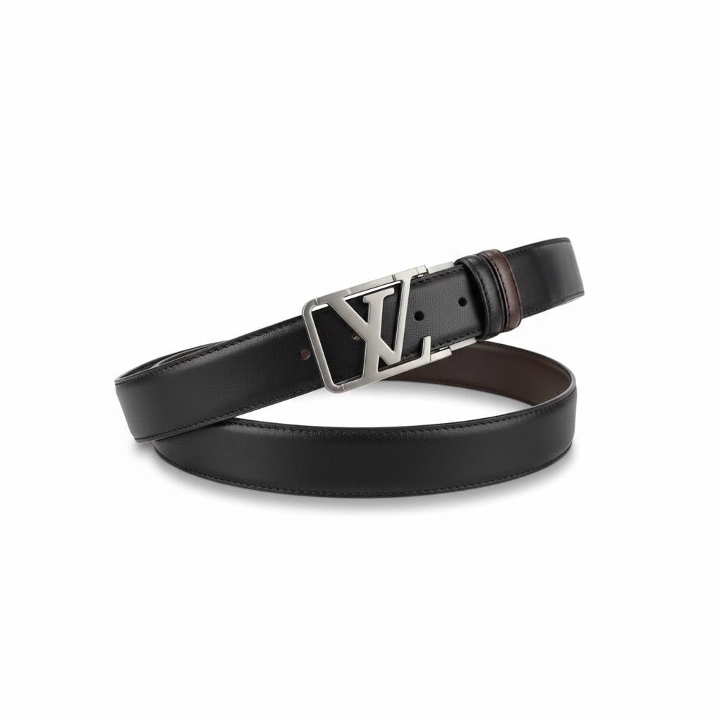 Luxury LV-Inspired Reversible Leather Belt 120cm – Premium Stainless Steel Buckle ✨
