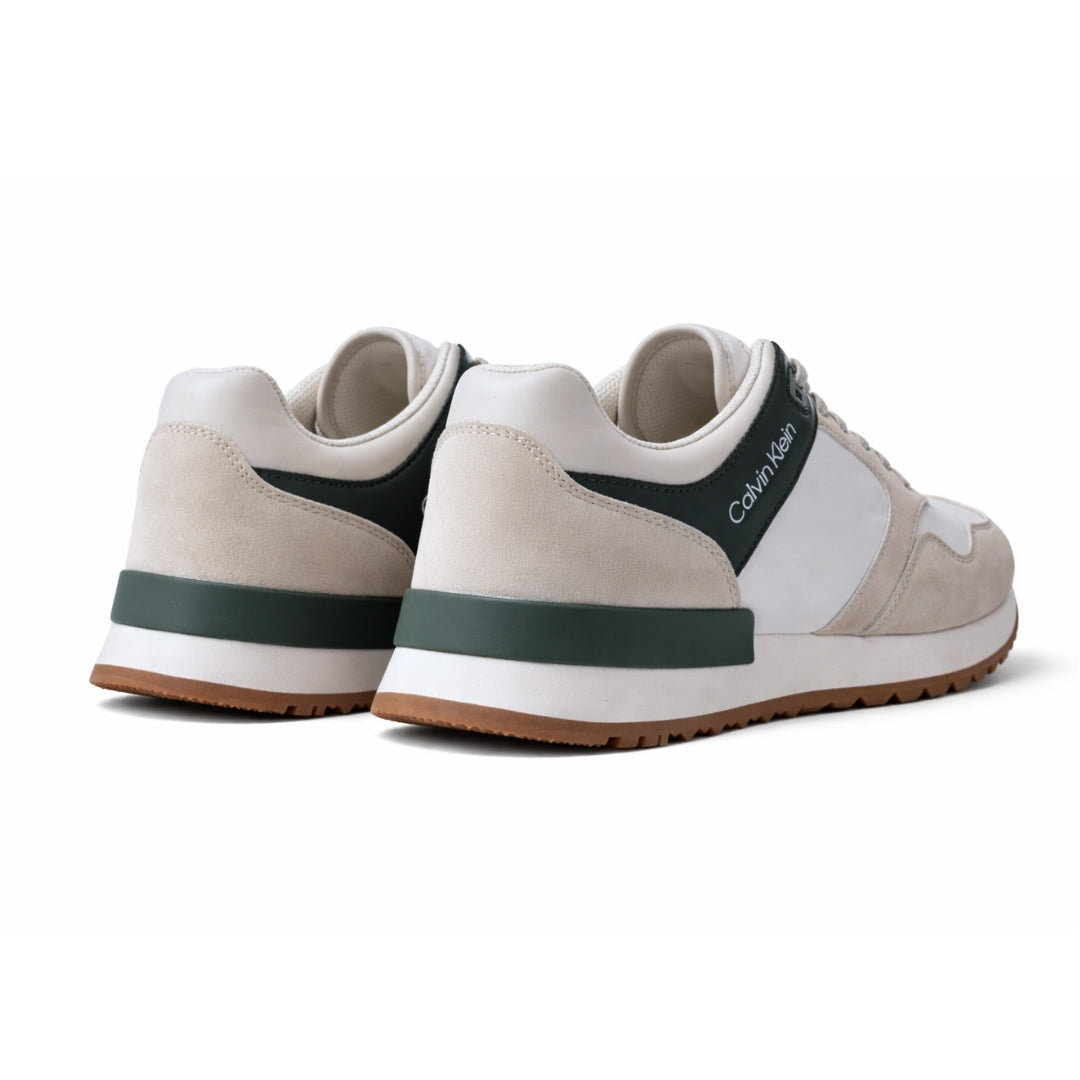 Calvin Klein beige white and green low-top sneaker, side view