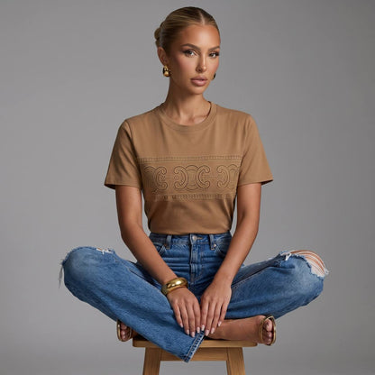 Celine Camel Triomphe Logo T-Shirt 🤎✨ - MASTERPIECE