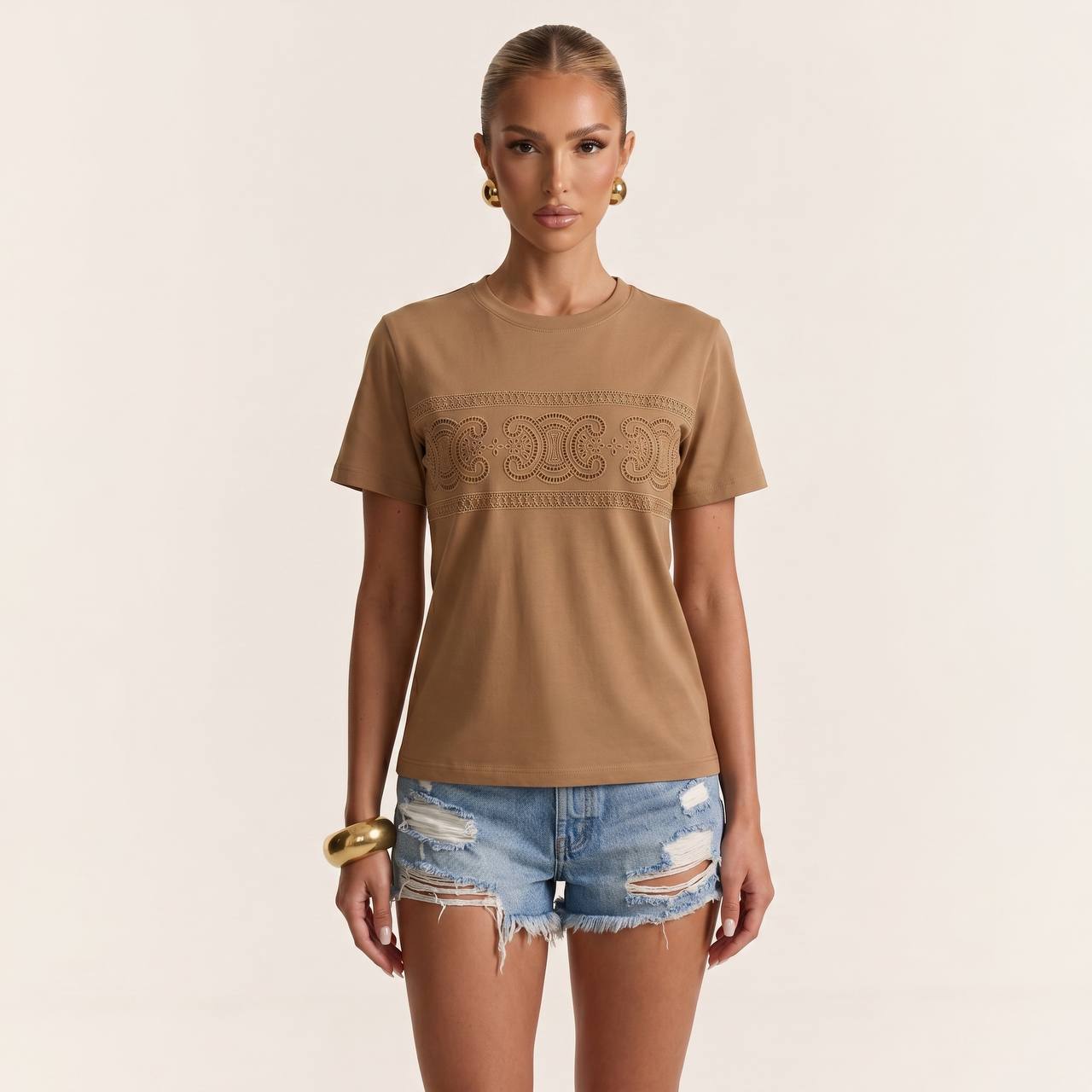 Celine Camel Triomphe Logo T-Shirt 🤎✨ - MASTERPIECE