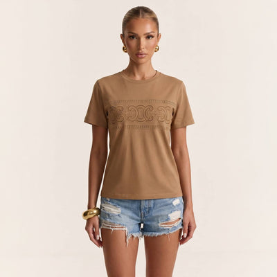 Celine Camel Triomphe Logo T-Shirt 🤎✨ - MASTERPIECE