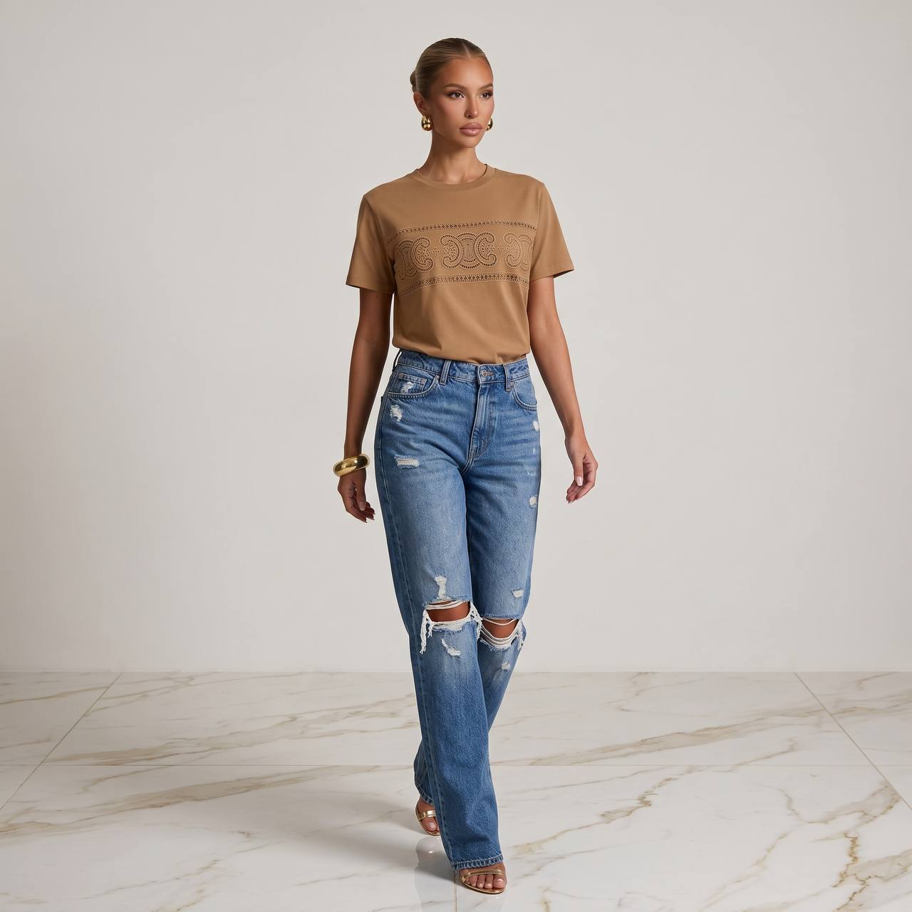 Celine Camel Triomphe Logo T-Shirt 🤎✨ - MASTERPIECE