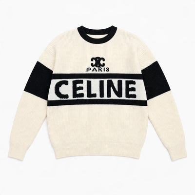 Celine Logo Sweater – Ivory Black - MASTERPIECE