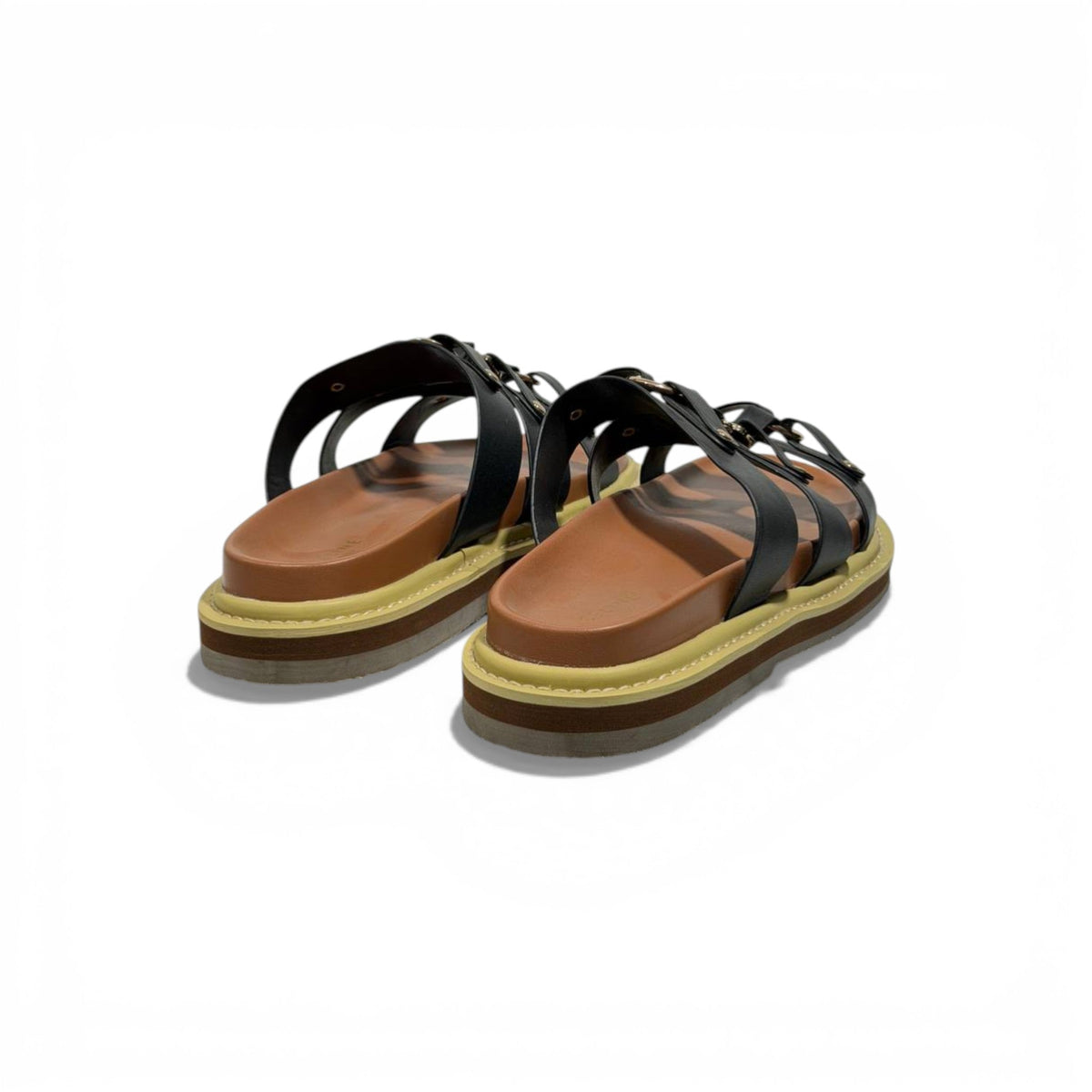 Celine Multi-Strap Leather Sandals – Black Luxury Designer Slides 🖤✨ | Premium Summer Comfort Sandals - MASTERPIECE