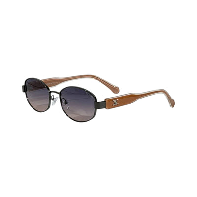 Celine Round Sunglasses 🕶️ | Black Frame Brown Temple Gradient Lens - MASTERPIECE