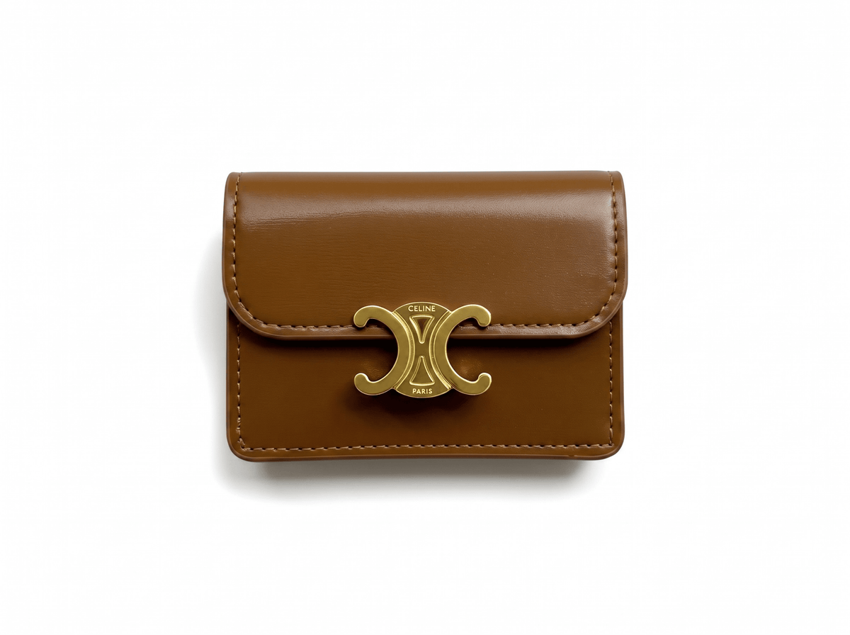 Celine Triomphe Leather Compact Wallet — Brown - MASTERPIECE