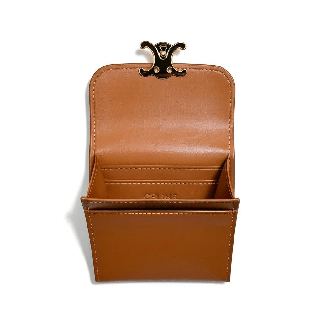 Celine Triomphe Leather Compact Wallet — Brown - MASTERPIECE