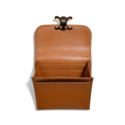 Celine Triomphe Leather Compact Wallet — Brown - MASTERPIECE