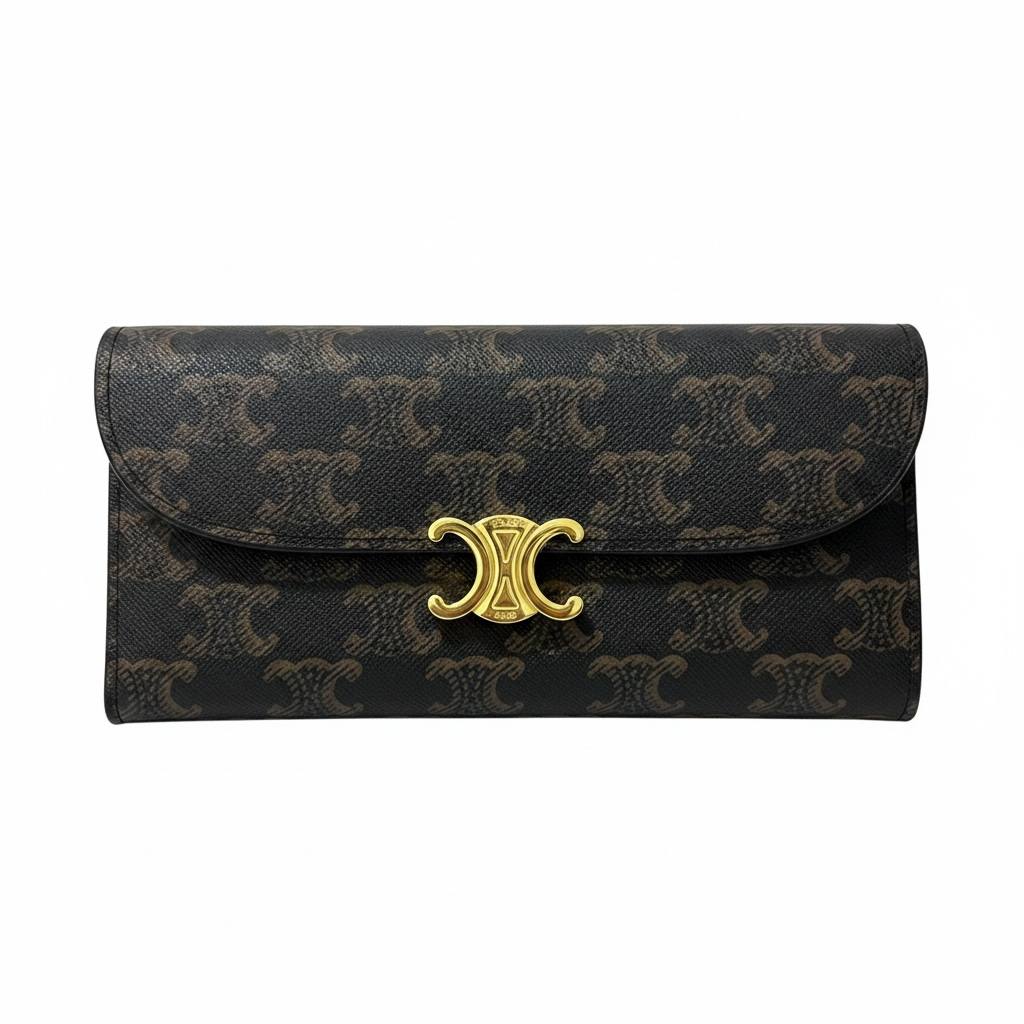 Celine Triomphe Long Wallet 🤎✨ Luxury Monogram Designer Wallet for Women - MASTERPIECE