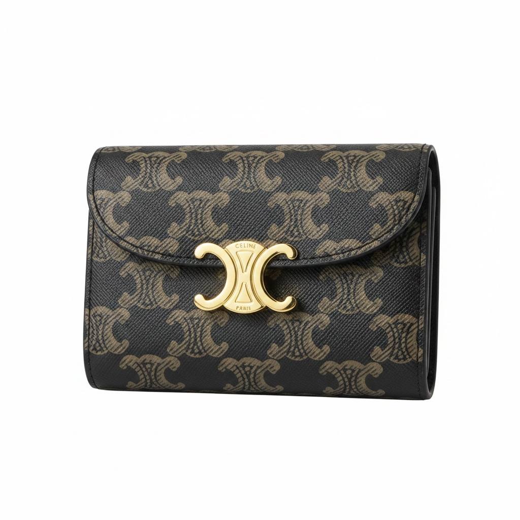 Celine Triomphe Monogram Wallet 🤎✨ Luxury Compact Designer Wallet for Women - MASTERPIECE