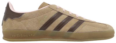brown adidas Samba sneaker with dark brown stripes and gum sole
