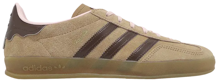 brown adidas Samba sneaker with dark brown stripes and gum sole