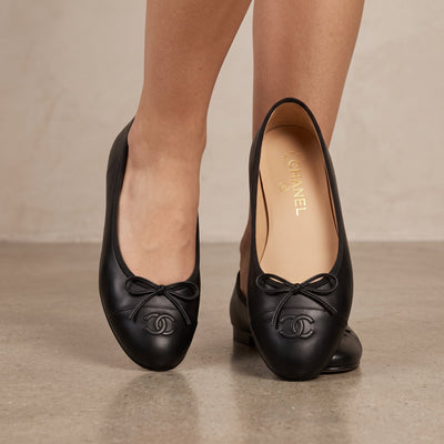 Chanel Ballet Flat – Black Leather 🖤 - MASTERPIECE