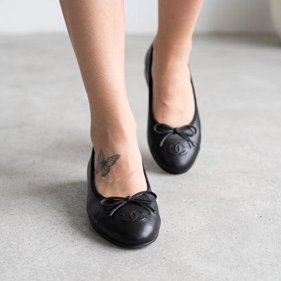 Chanel Ballet Flat – Black Leather 🖤 - MASTERPIECE