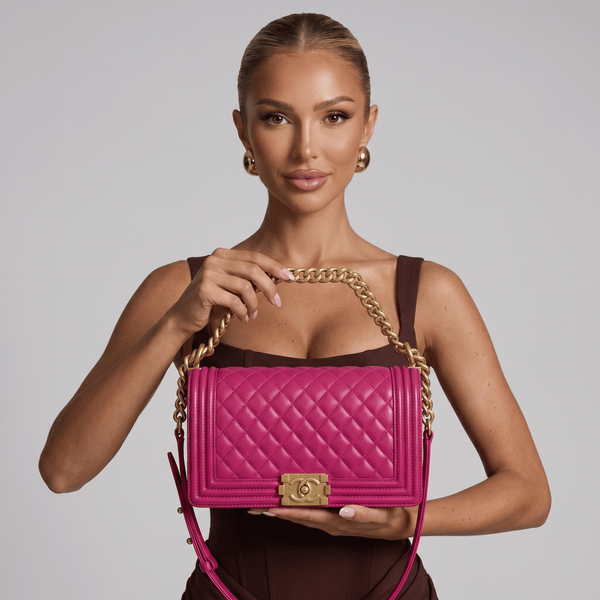 💖 Chanel Boy Quilted Flap Shoulder Bag – Hot Pink Edition