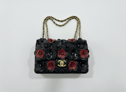 Chanel Camellia Floral Chain Bag – Black & Burgundy 🌺🖤 - MASTERPIECE