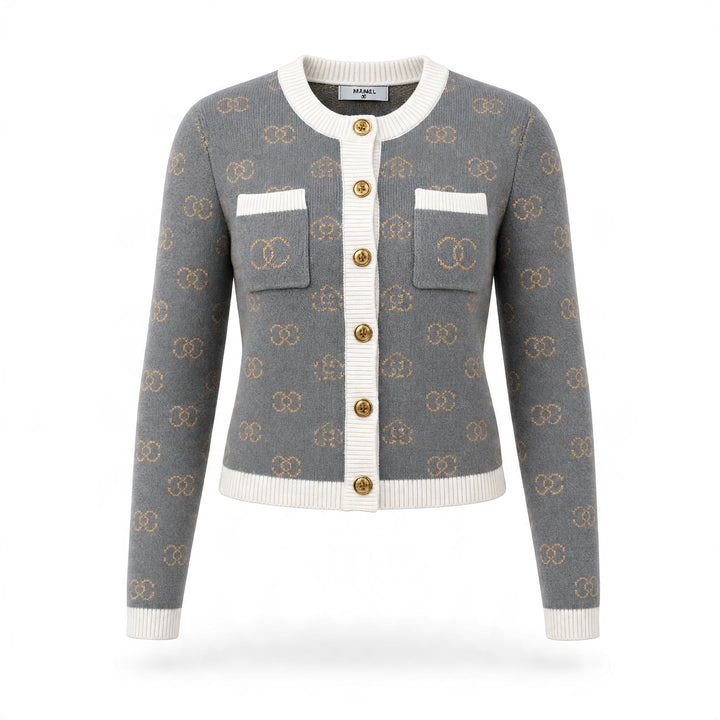 Chanel Cardigan – Grey Logo Knit Jacket